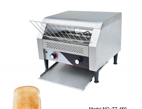 Commercial conveyor toaster for making bread with golden color